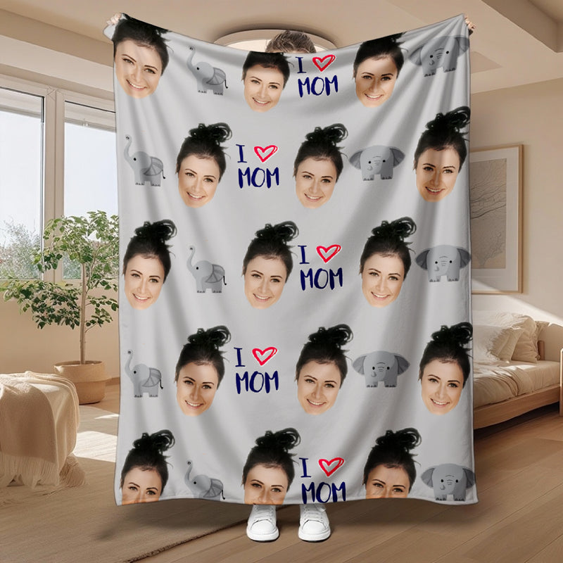 Custom Photo Mother's Day Blanket - Personalized Funny Face Silk Touch Mink Blanket - I love mom 2