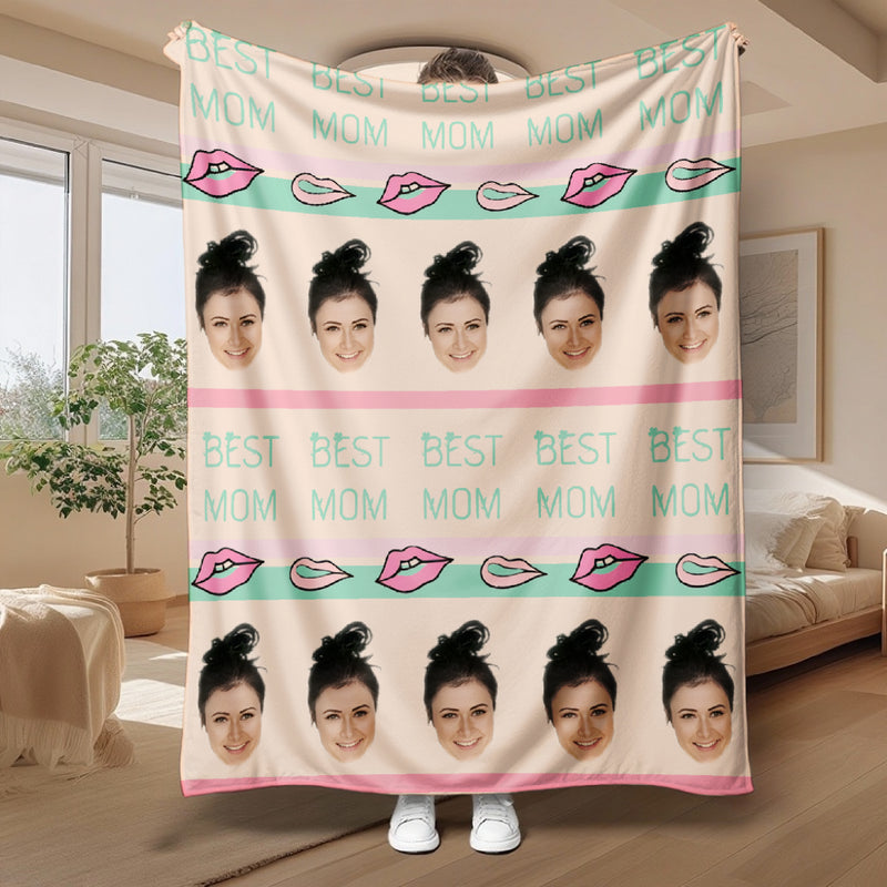 Custom Photo Mother's Day Blanket - Personalized Funny Face Silk Touch Mink Blanket - Best mom