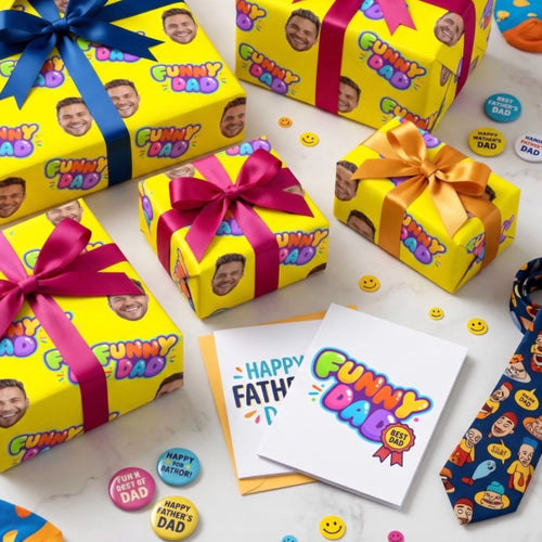 Father’s Day Custom Funny Face Wrapping Paper | Best Wrap For your NO.1 Super Dad