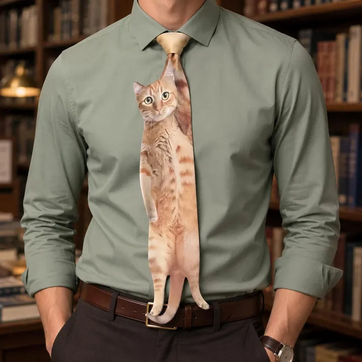 Hanging Cat Tie - Funny Cat Lover Gift | Custom Pet Photo