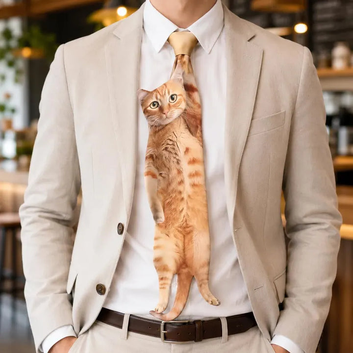 Hanging Cat Tie - Funny Cat Lover Gift | Custom Pet Photo