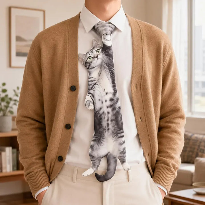Hanging Cat Tie - Funny Cat Lover Gift | Custom Pet Photo